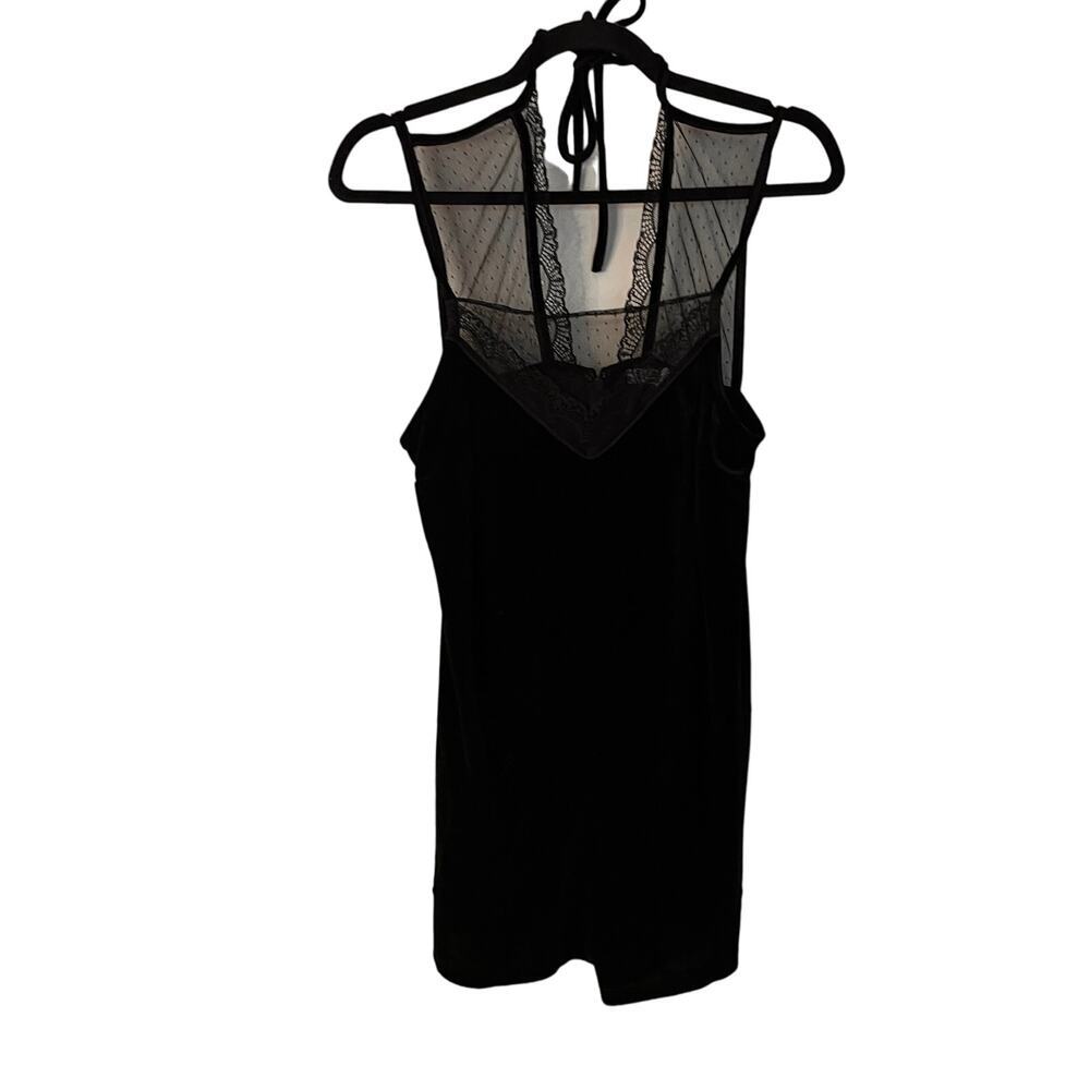 BCBGeneration Black Lace-Trimmed Velvet Romper Whimsygoth Witchy Sz M